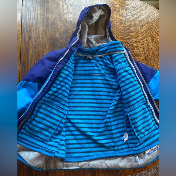 Lands End VGUC size M(8-10) blue 3-in-1 fleece lined jacket - Picture 3 of 6